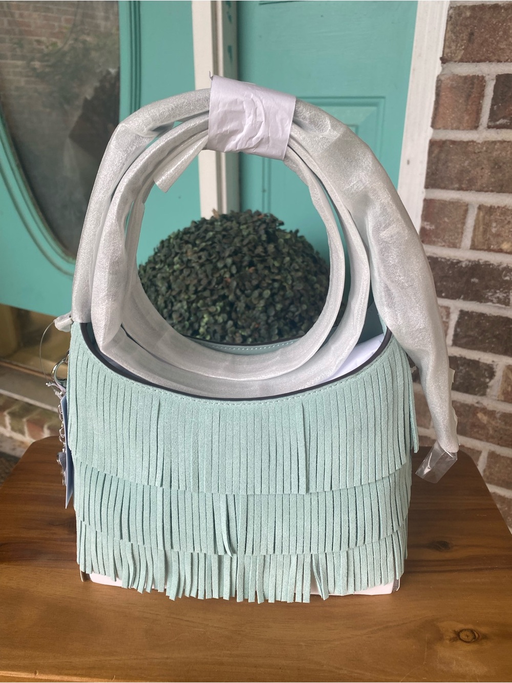 Kate Spade New York Mini Suede Fringe CrossbodyBag Aventurine NWT- HTF - Picture 3 of 10